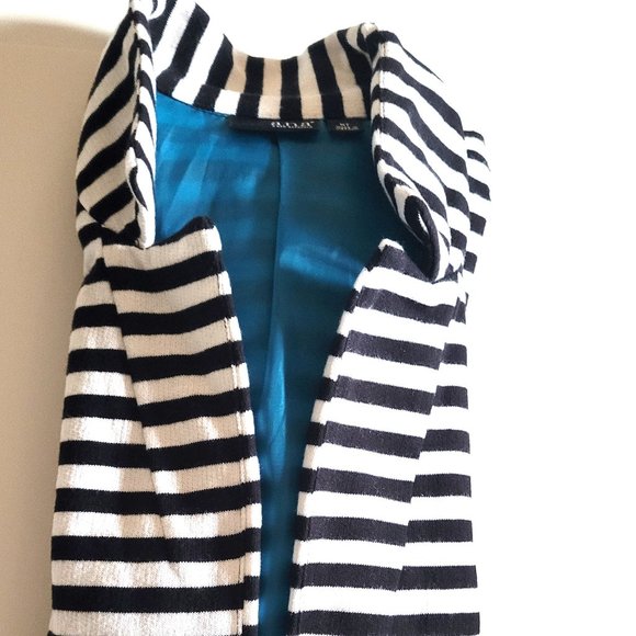 Pre-owned A.N.A Stripe White-Black Medium Tall Long Sleeve One Buttoned Blazer - Picture 9 of 10